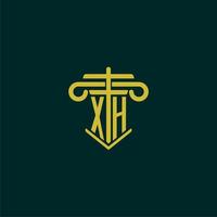 XH initial monogram logo design for law firm with pillar vector image