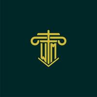 WM initial monogram logo design for law firm with pillar vector image