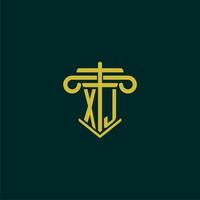 XJ initial monogram logo design for law firm with pillar vector image