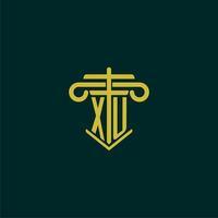 XU initial monogram logo design for law firm with pillar vector image