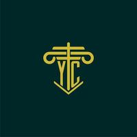 YC initial monogram logo design for law firm with pillar vector image