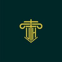 UH initial monogram logo design for law firm with pillar vector image