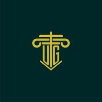 UG initial monogram logo design for law firm with pillar vector image