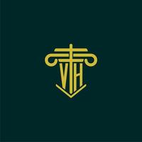 VH initial monogram logo design for law firm with pillar vector image