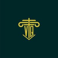 VQ initial monogram logo design for law firm with pillar vector image