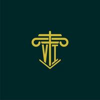 VI initial monogram logo design for law firm with pillar vector image