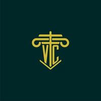 VC initial monogram logo design for law firm with pillar vector image