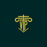 VP initial monogram logo design for law firm with pillar vector image