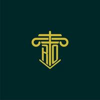 RO initial monogram logo design for law firm with pillar vector image