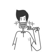 mano dibujado garabatear cepillo de dientes con pasta dental a limpiar diente ilustración vector