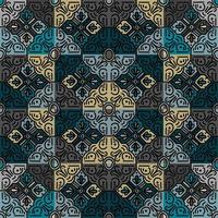 Ethnic floral mosaic seamless pattern. Abstract geometric ornamental wallpaper. vector