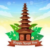 Nyepi temple bali's day of silence vector