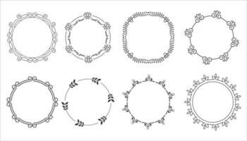 caligrafía circulo marcos, decorativo marcos, florecer fronteras vector