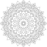 Circular pattern in form of mandala with flower for Henna, Mehndi, tattoo, decoration. Decorative ornament in ethnic oriental style