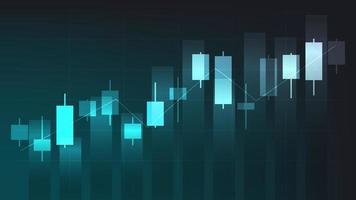 Financial business statistics with bar graph and candlestick chart show stock market price on dark green background vector