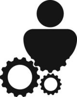 Human intellect gear vector icon symbol. Flat pictogram is isolated on a white background. Human intellect gear pictogram designed with simple style.