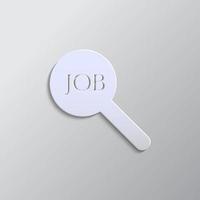 job, search paper style, icon. Grey color vector background- Paper style vector icon.