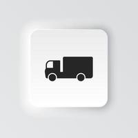 Rectangle button icon Delivery truck. Button banner Rectangle badge interface for application illustration on neomorphic style on white background vector