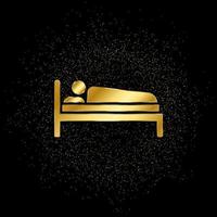 Man, sleep gold, icon. Vector illustration of golden particle on gold vector background