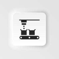 Mass production, conveyor neumorphic style vector icon. Simple element illustration from UI concept. Mass production, conveyor neumorphic style vector icon. Infographic concept on white