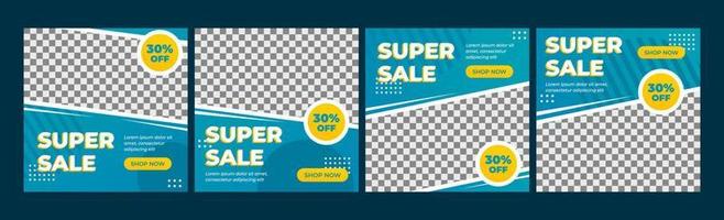 set of super sale square banner templates for promotion. template for social media, promotion, website, flyer, background, and banner vector