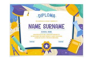Kinderganten School Diploma Certificate Template vector