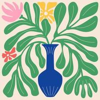 Groovy abstract organic plant shapes art. Matisse floral poster in trendy retro 60s 70s style. vector