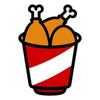 Illustration Vector Graphic of fried chicken bucket, chicken wings food icon
