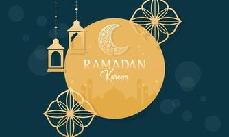 Ramadan Kareem Islamic Festival with Paper Cut Style Background vector