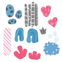 Vector spots, lines, strokes for decor, design, printing, packaging. Set of abstract trend elements.