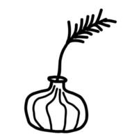 vase with a branch. Doodle illustration home decor vector