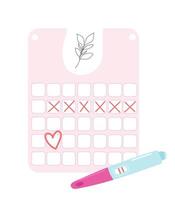 Pregnancy management. pregnancy Calendar. Gestational age. Positive pregnancy test vector