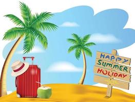A sign that says happy summer holidays on it vector