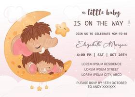 baby shower invitation template with mammoth vector