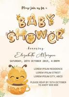 baby shower invitation template with honey bee vector