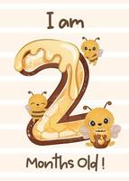 baby milestone cards set with cute bee vector