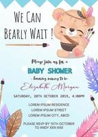 baby shower invitation template with baby bear vector
