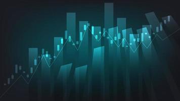 financiero negocio Estadísticas con bar grafico y candelero gráfico espectáculo valores mercado precio en oscuro verde antecedentes vector