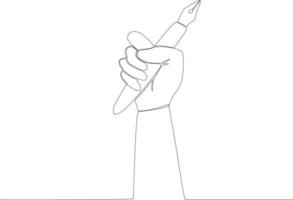 A right hand holding a mini vector pen