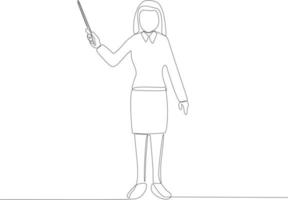 A woman with long hair teaching in the class vector