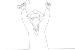 A graduate with a certificate and a cap on his head vector