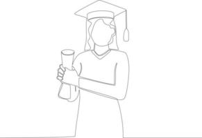 A graduate holds a certificate with both hands vector