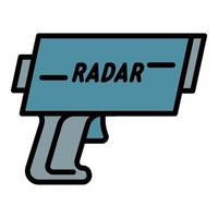 Pistol radar icon outline vector. Badge security vector