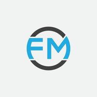fm logo vector moderno inicial silbido circulo