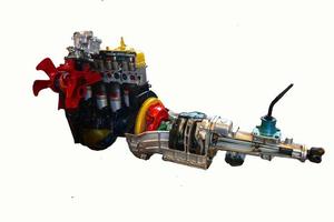 car engine, gasoline engine isolated on white background photo