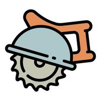 Circular saw icon outline vector. Carpenter tool vector