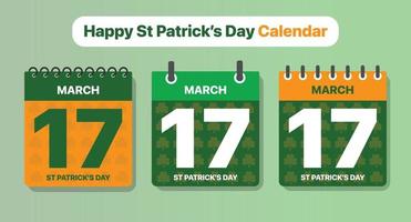 A St patricks day calendar with the number 17 on it vector