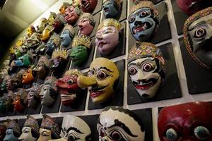 indonesia traditional masks. Tribal ethnic decorative faces. Traditional warrior elements. Ritual accessories. Cult symbols. traditional Ceremonial . Native souvenirs. topeng wayang photo