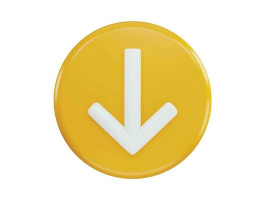 Down arrow icon with 3d vector icon illustration transparent element
