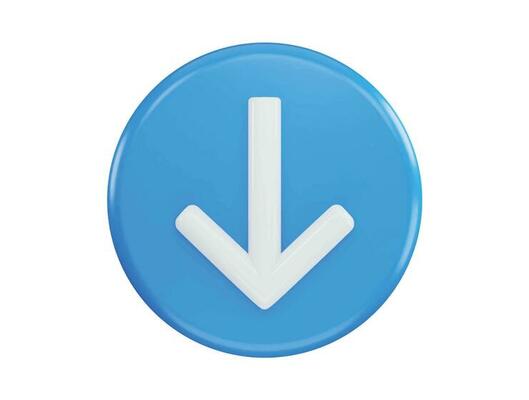 Down arrow icon with 3d vector icon illustration transparent element